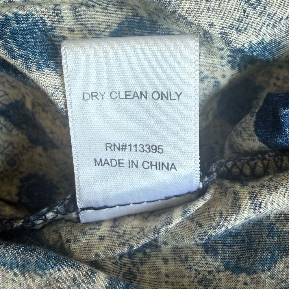 En Crème Boho Strapless Maxi Dress Blue Beige Paisley Geometric Print Small - Picture 7 of 7